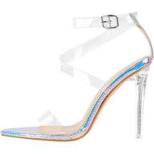💋RESERVED: MissHeel CLEAR HEELS ANKLE STRAP STILETTO SANDALS STRAPPY!!!